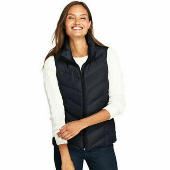 Land’s End Down Filled Women’s Puffer Vest in Black size Small - Picture 1 of 12